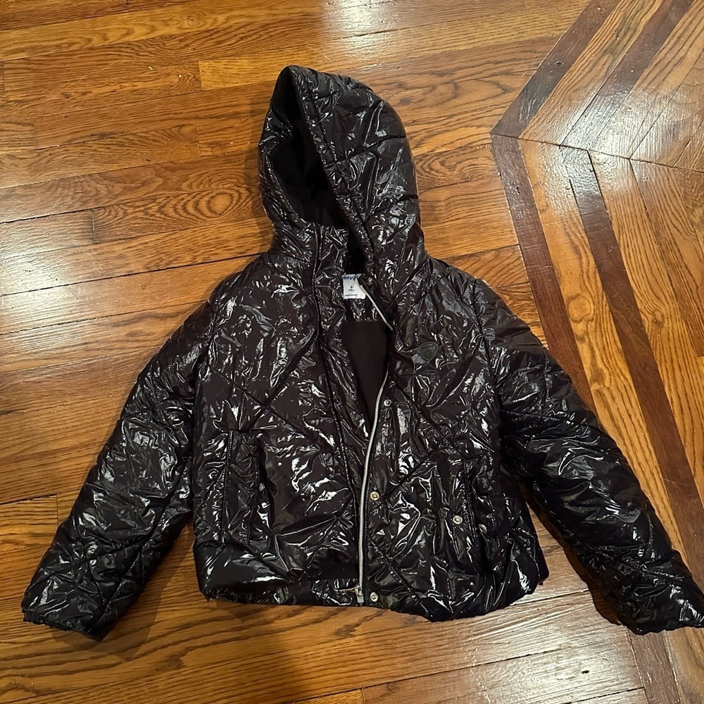 Mayoral Girls Black Shiny Puffer Jacket Size 8